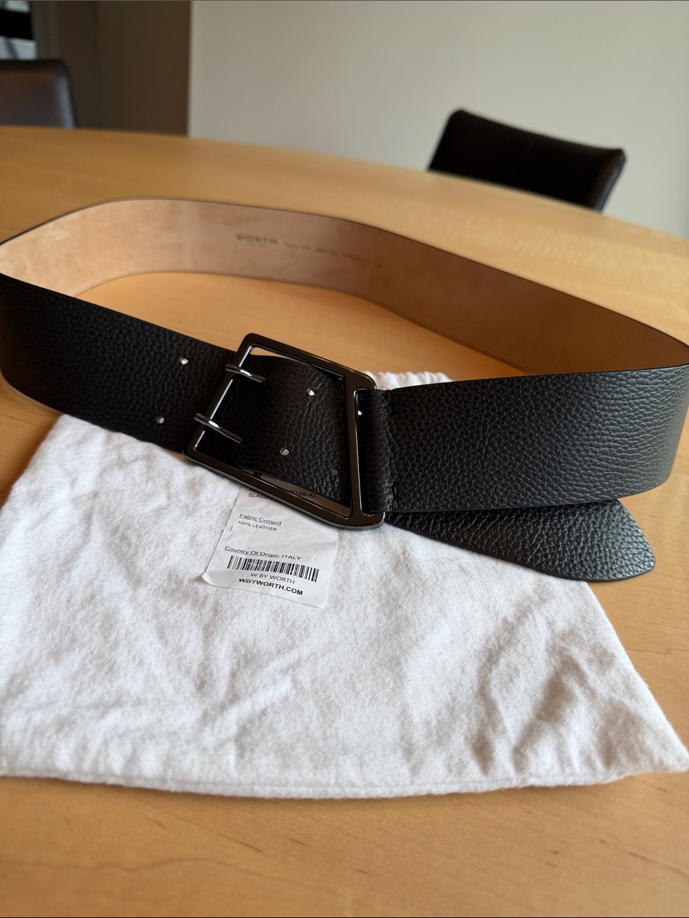 🆕 WORTH Pebble Leather Belt Made in Italy